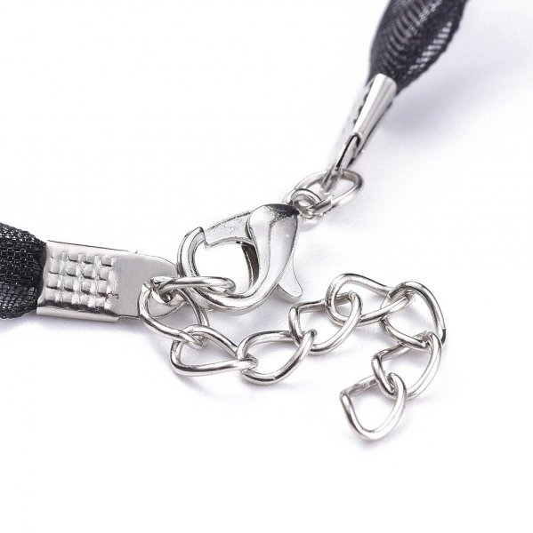 Necklace with organza ribbon N&deg;04 and black waxed cord