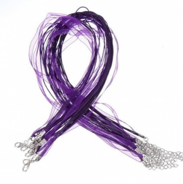 Necklace with organza ribbon N&deg;16 and waxed cord