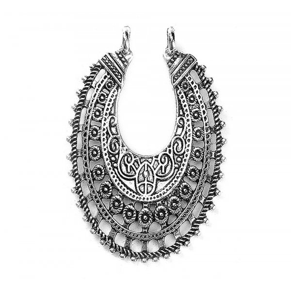 Connectors N&deg;01 Oval Silver Hollow Flowers