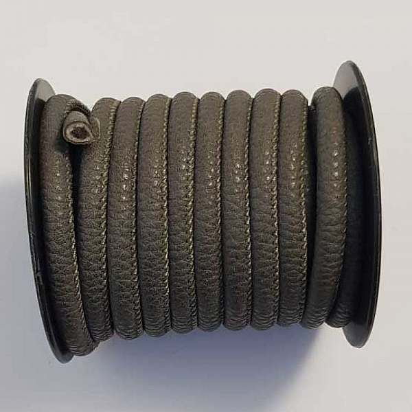 Cordon Rond 6 mm Gris Anthracite Simili Cuir N&deg;02