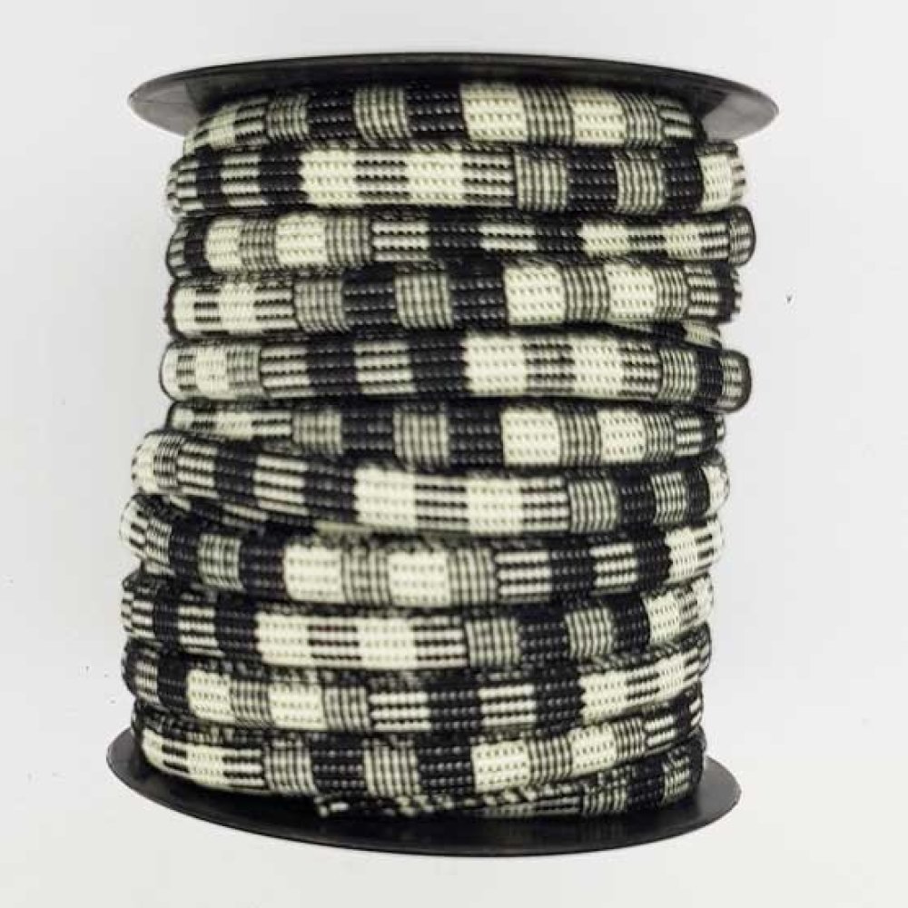 Round spaghetti cord N°02 Black White x 1 meter