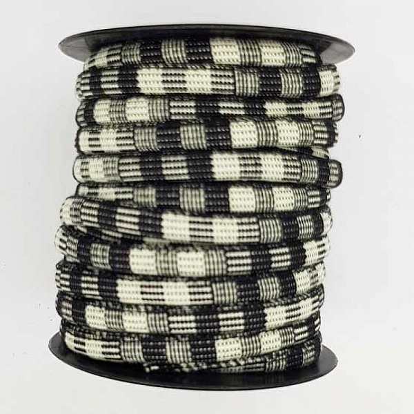 Round spaghetti cord N&deg;02 Black White x 1 meter
