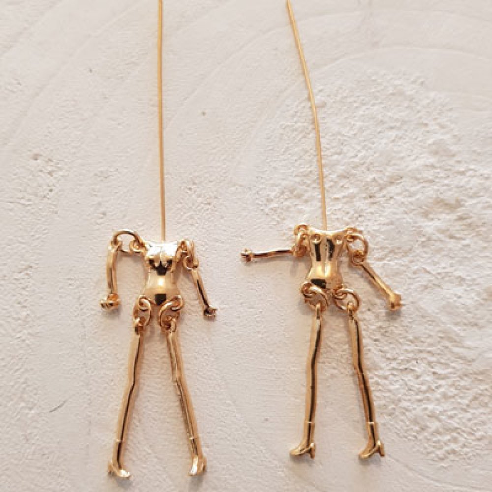 Doll's body in metal color Gold 9 cm