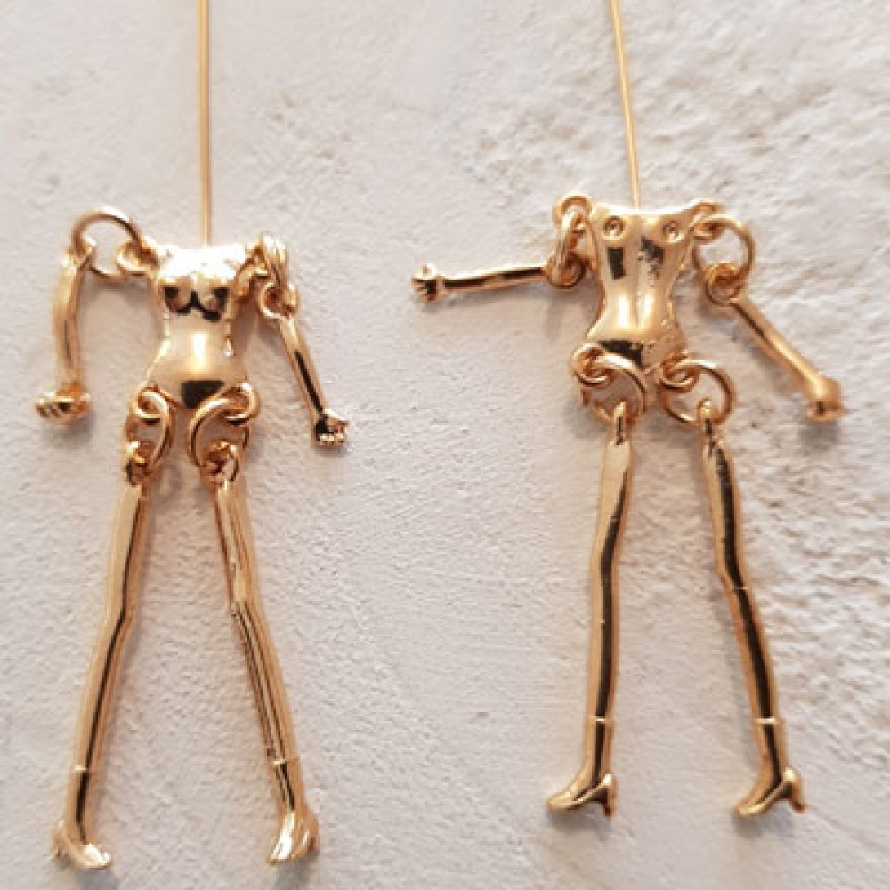 Doll's body in metal color Gold 9 cm