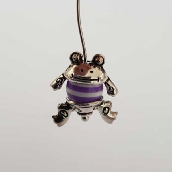 Coupelle calotte grenouille en m&eacute;tal argent&eacute; vieilli pour perle 8 mm &agrave; 10 mm