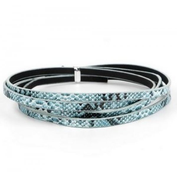 Leather 05 mm Blue snake skin design 1 meter