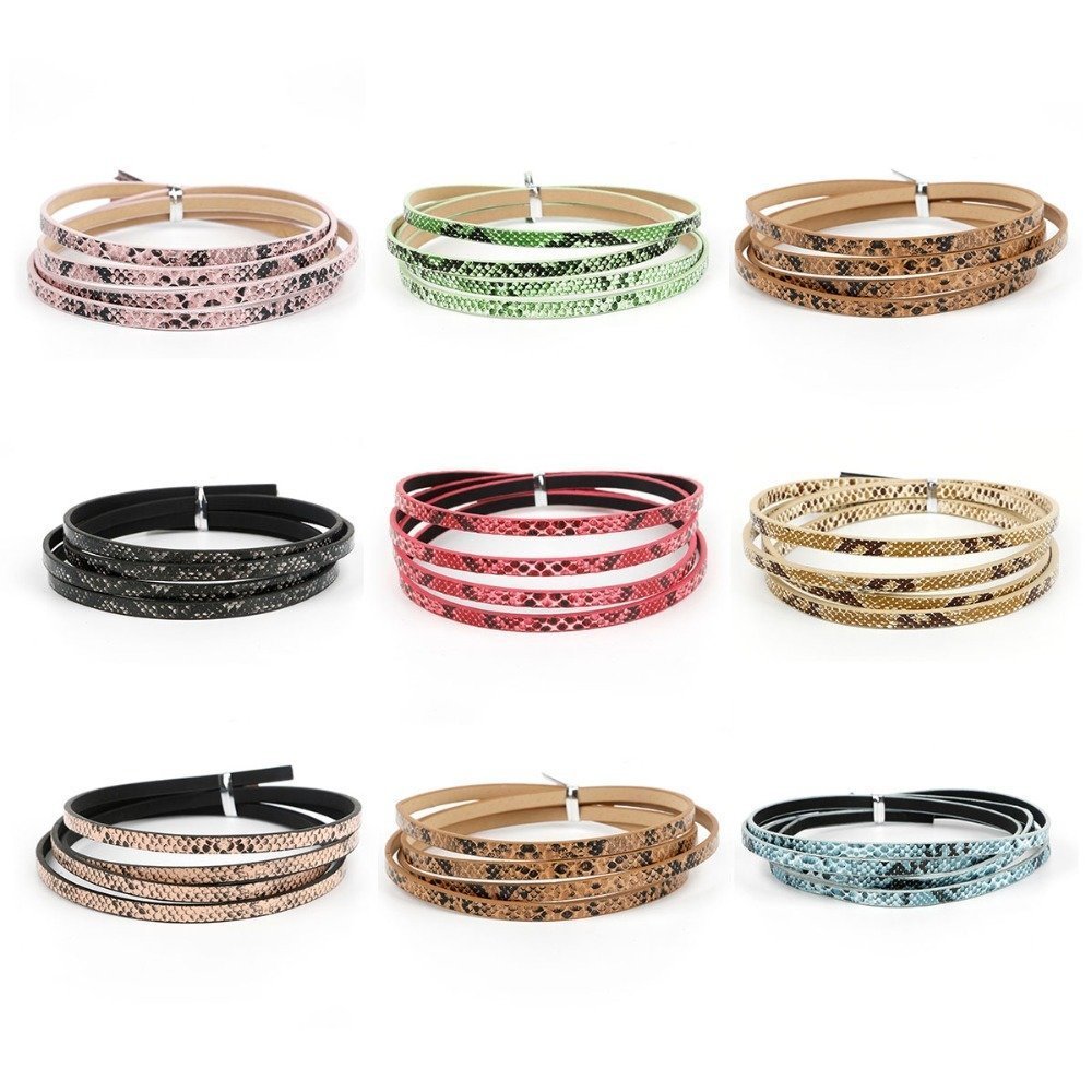 Leather 05 mm Fushia snake skin design 1 meter