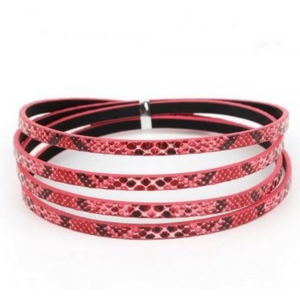 Leather 05 mm Fushia snake skin design 1 meter