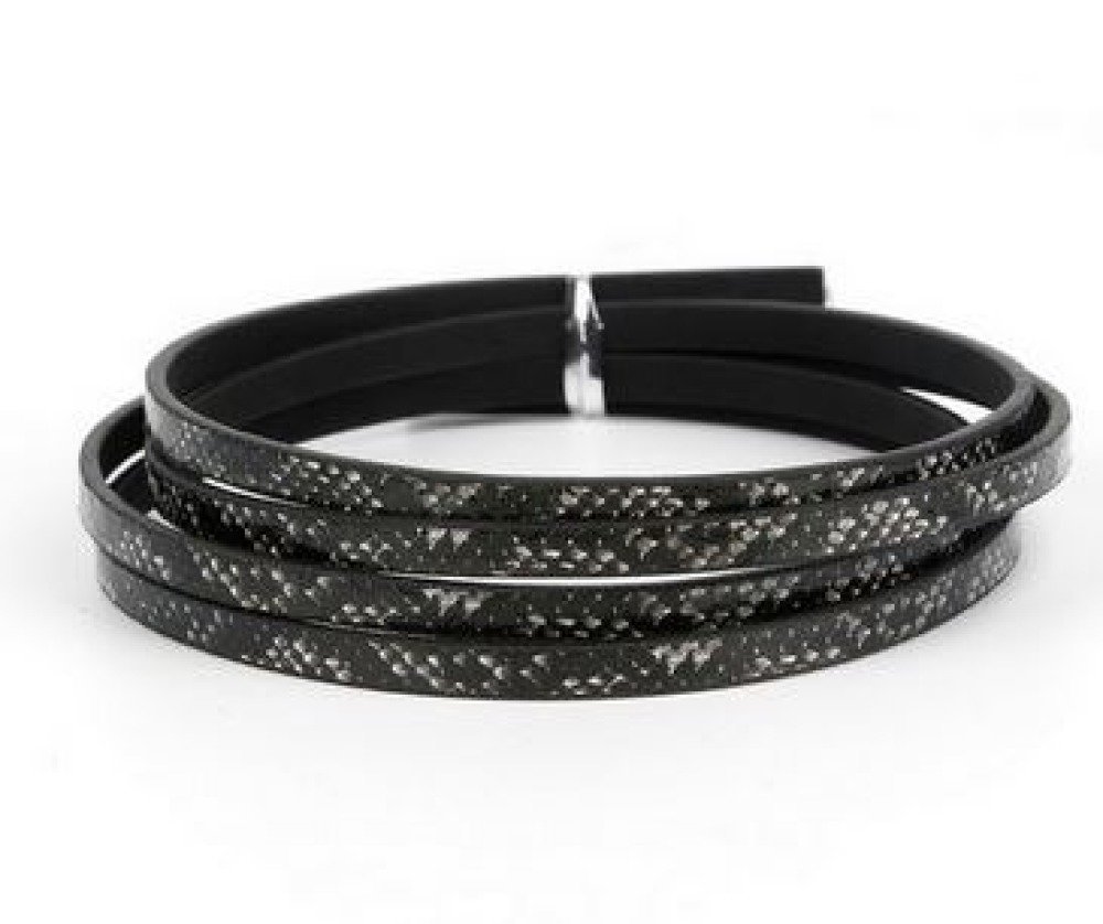 Leather 05 mm Black snake skin design 1 meter