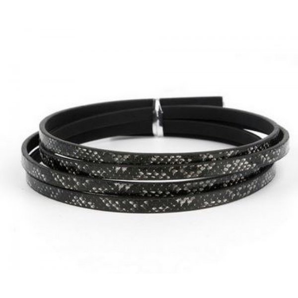 Leather 05 mm Black snake skin design 1 meter