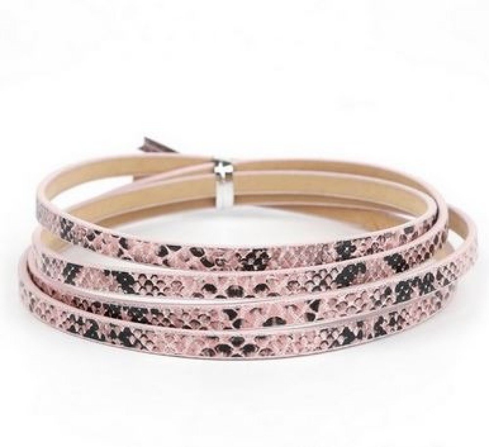 Leather 05 mm Pink snake skin design 1 meter