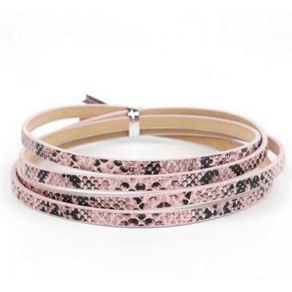 Leather 05 mm Pink snake skin design 1 meter
