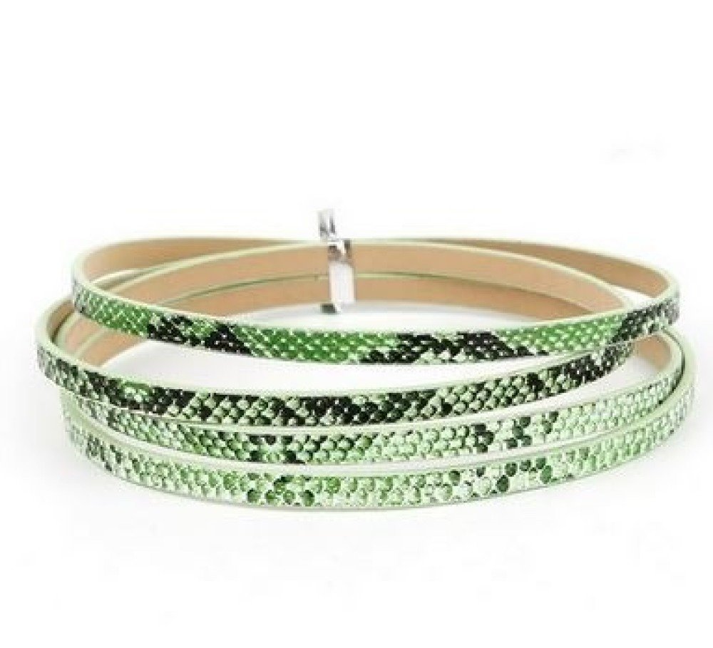 Leather 05 mm Green snake skin design 1 meter