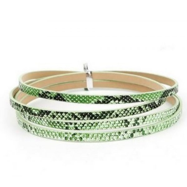 Leather 05 mm Green snake skin design 1 meter
