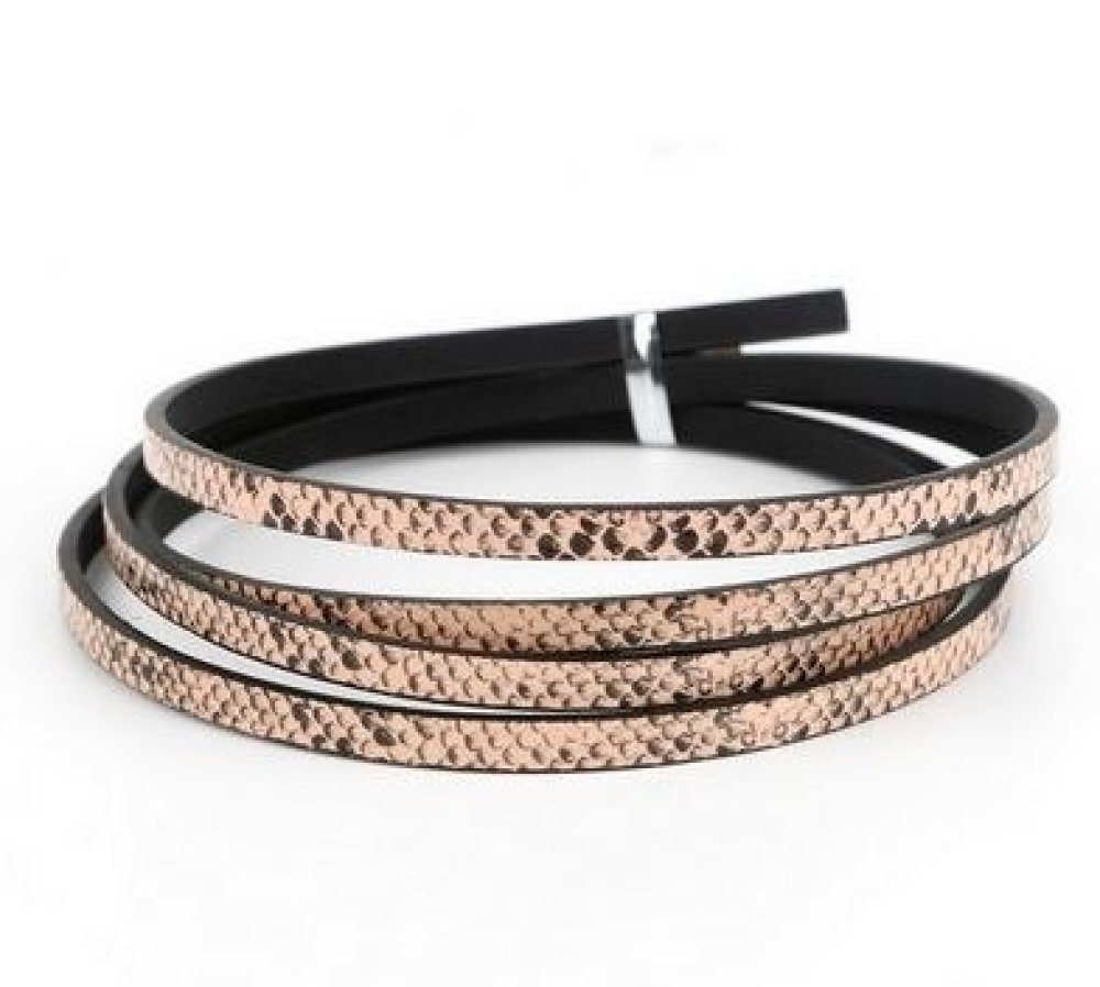 Leather 05 mm Old Pink snake skin design 1 meter