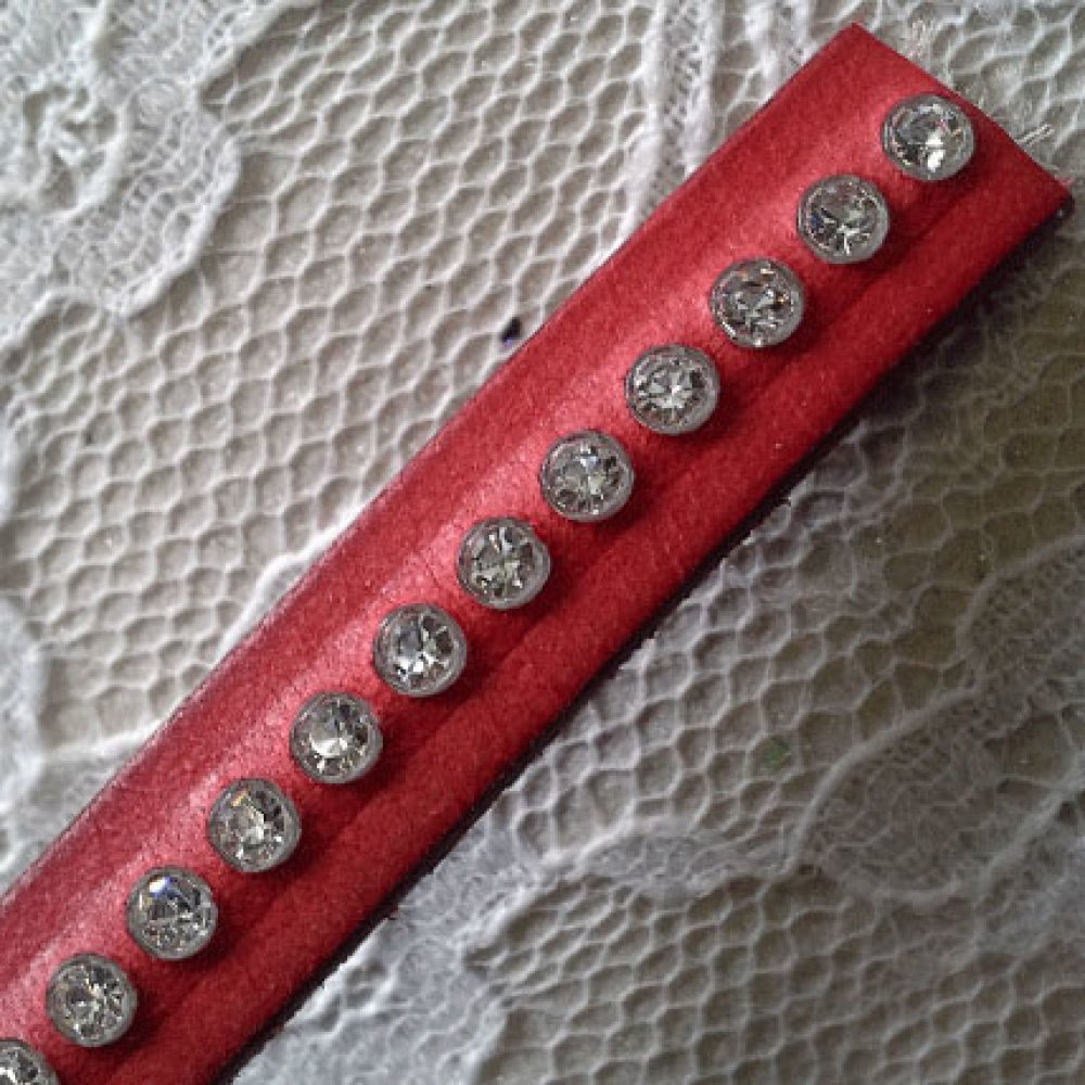 Leather B-Red 10 mm Swarovski Strass per 20 cm