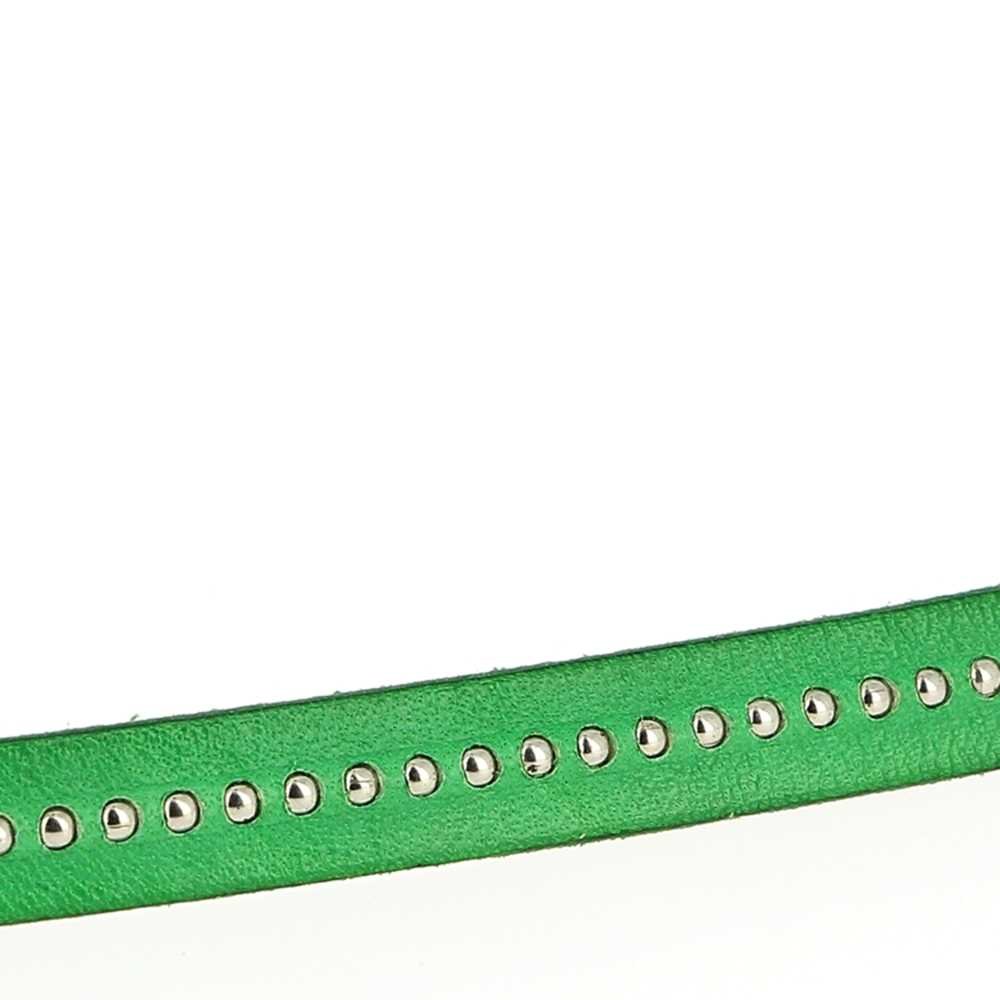 Leather Ball B-Green 10 mm with nickel free ball chain per 20 cm
