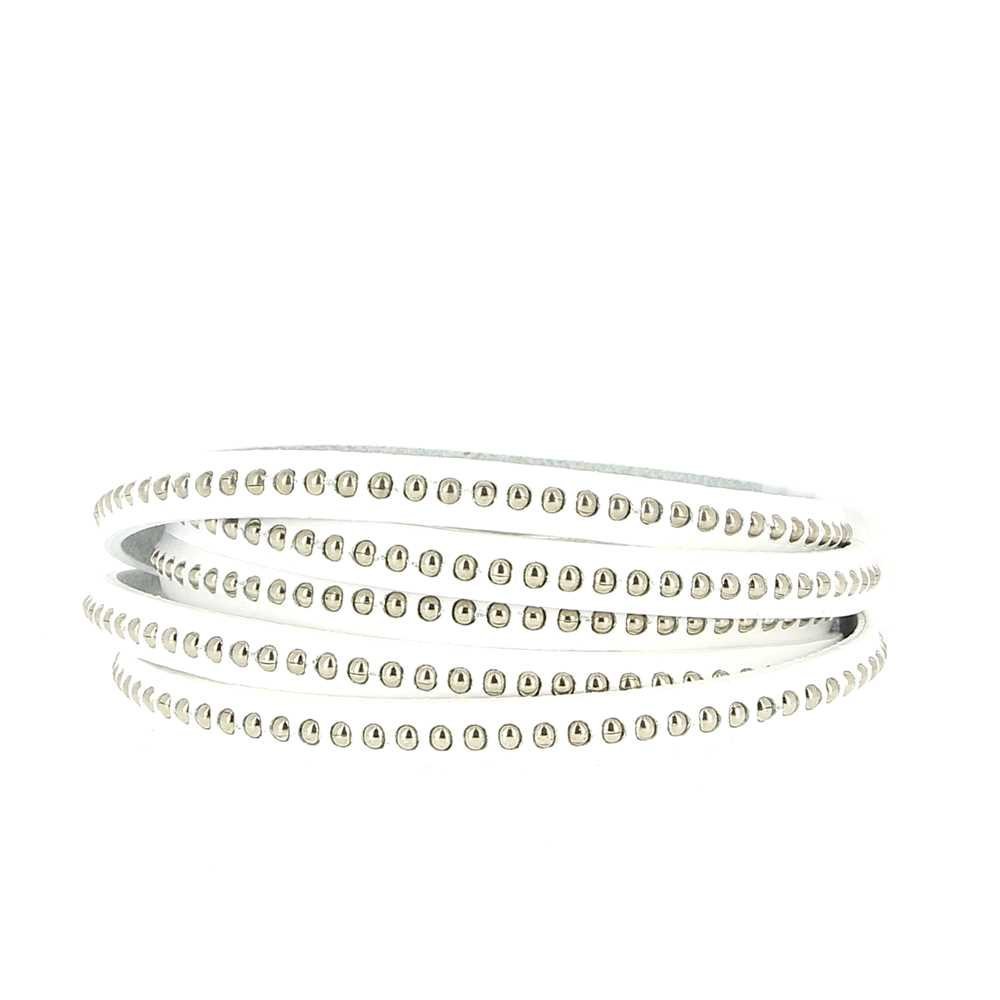 Leather Ball White 06 mm with nickel free ball chain per 20 cm