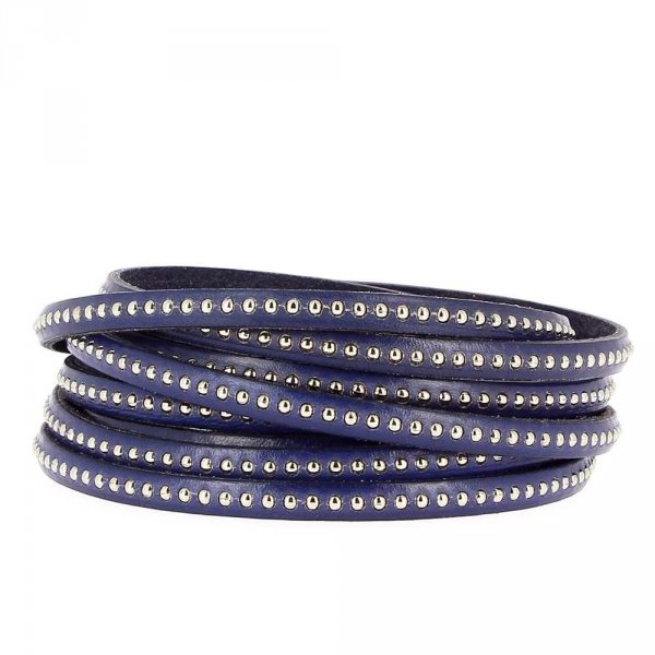 Dark Cobalt Ball Leather 06 mm with nickel free ball chain per 20 cm