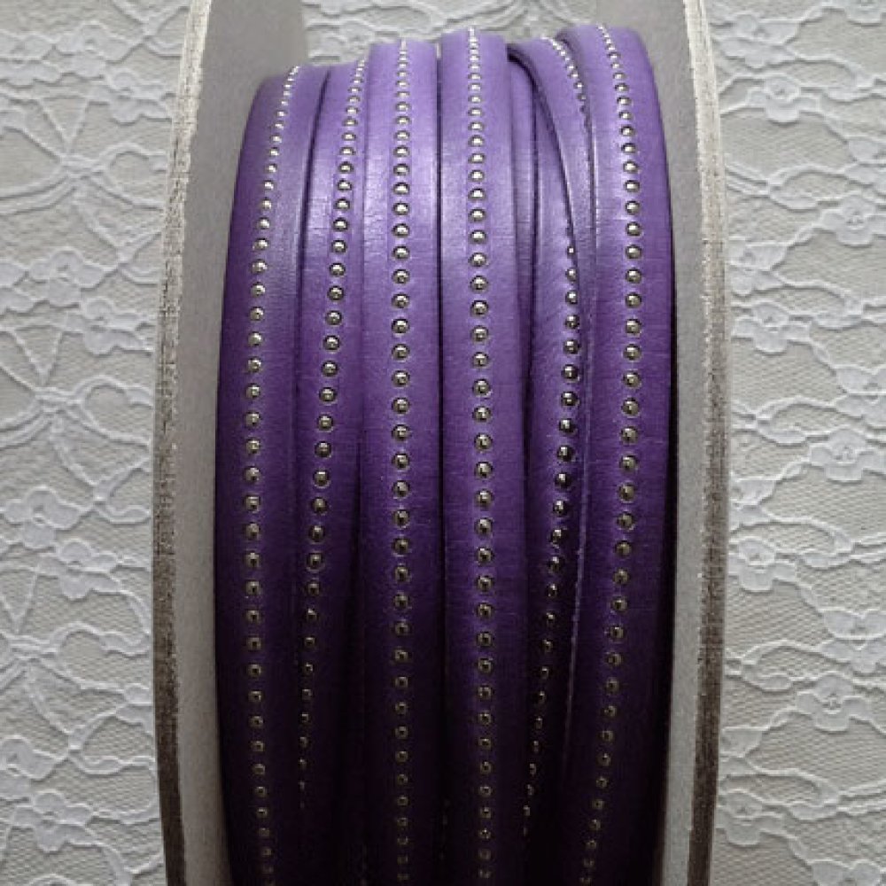 Leather Ball Purple 10 mm with nickel free ball chain per 20 cm