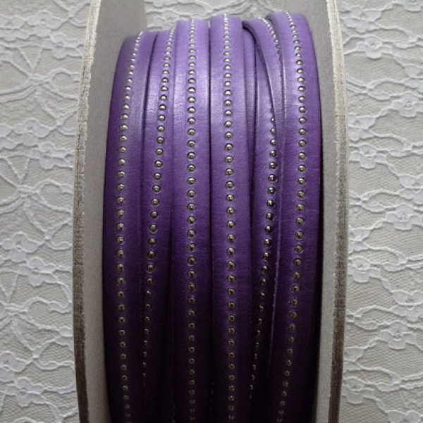 Leather Ball Purple 10 mm with nickel free ball chain per 20 cm