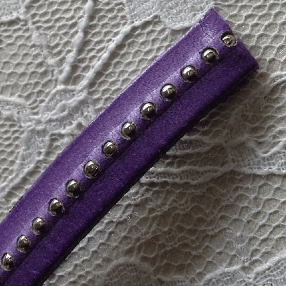 Leather Ball Purple 10 mm with nickel free ball chain per 20 cm