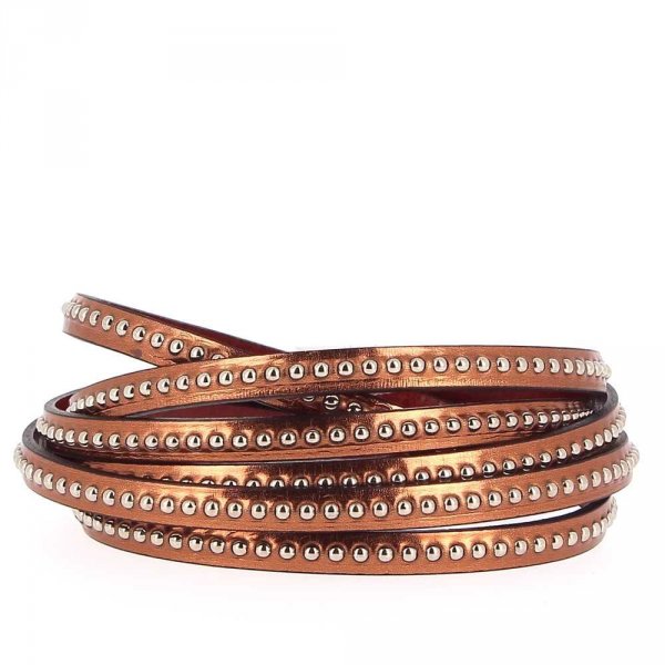 Leather Ball mirror Antic of 06 mm with chain ball nickel free by 20 cm