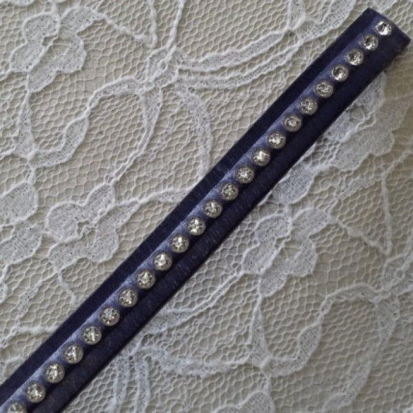 Dark Cobalt Leather 10 mm Swarovski Strass by 20 cm