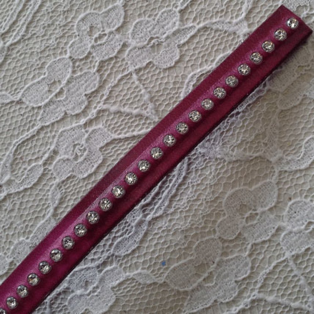 Leather DD-Fuxia of 10 mm Swarovski Strass by 20 cm