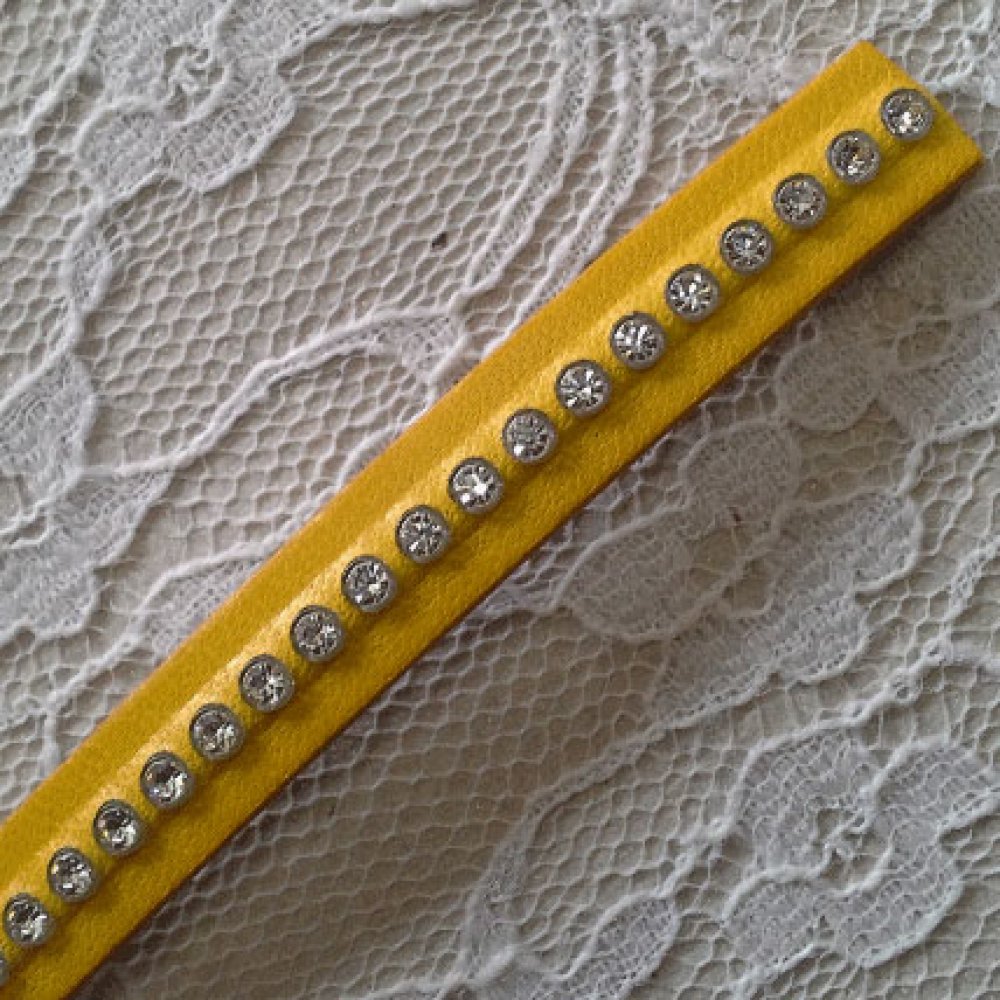 Yellow Leather 10 mm Swarovski Strass by 20 cm