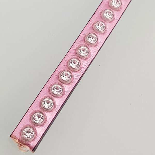 Leather Mirror Pink Metal 06 mm Swarovski Strass by 20 cm