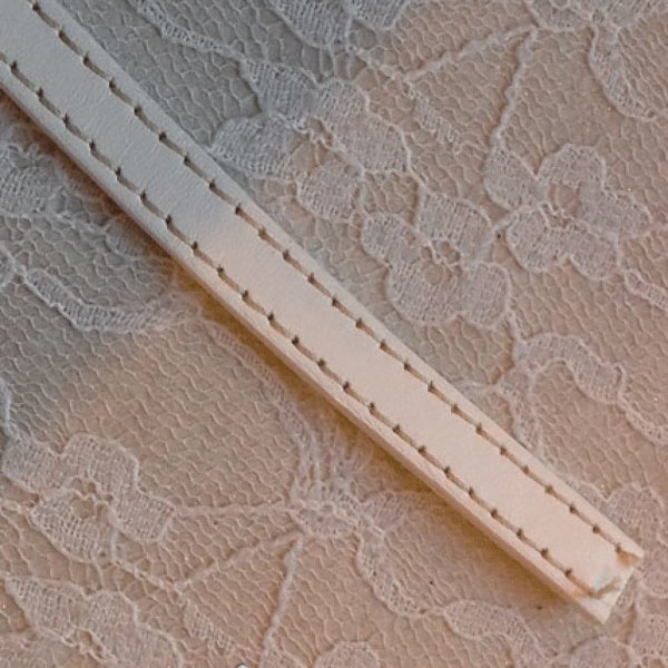 Flat White Calf Leather 10 mm by 20 cm Stitched 2 threads white