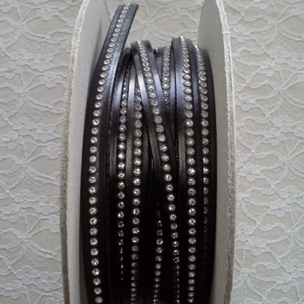 Leather Testa-Moro of 10 mm Swarovski Strass by 20 cm