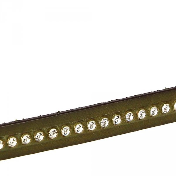 Military Green Leather 10 mm Swarovski Strass by 20 cm