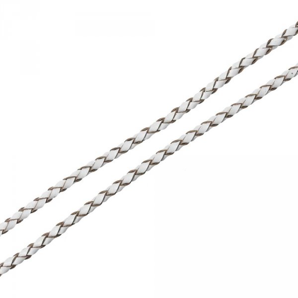 Cuir rond tress&eacute; Blanc 03 mm x 2 m&egrave;tres