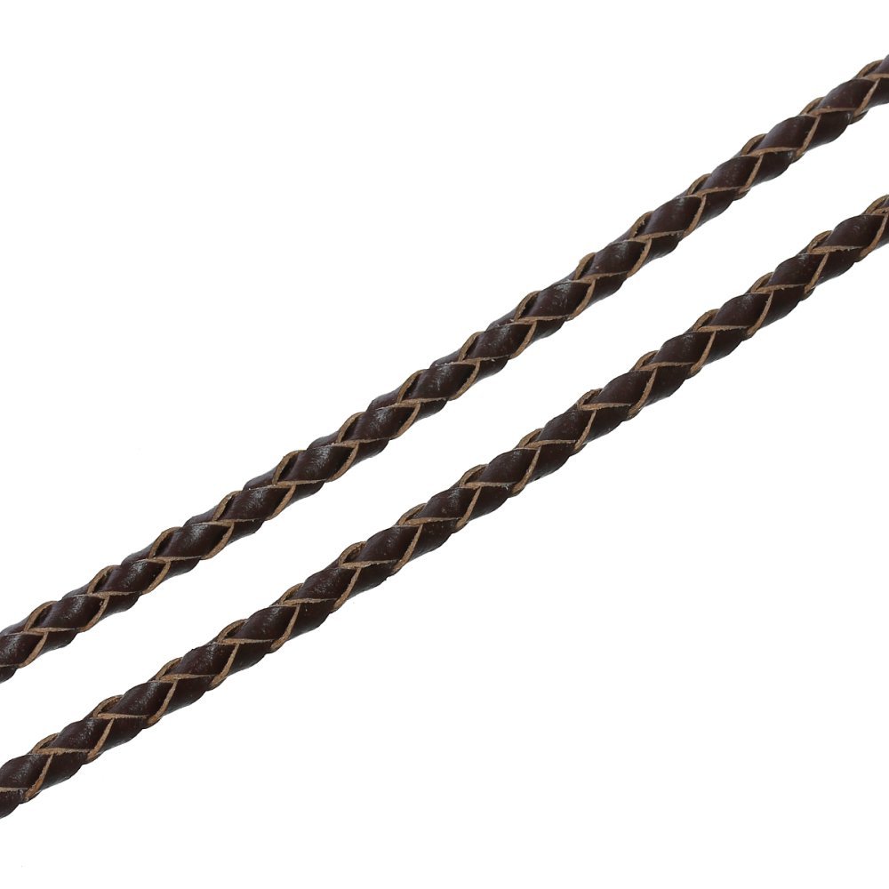 Round braided leather Coffee 03 mm x 2 meters