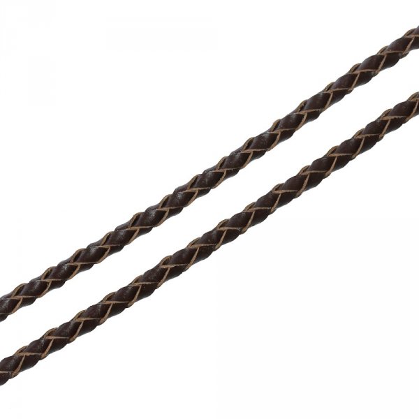 Round braided leather Coffee 03 mm x 2 meters
