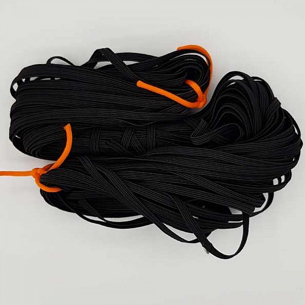 Flat mask elastic 4 mm black n&deg;03 x 20 meters