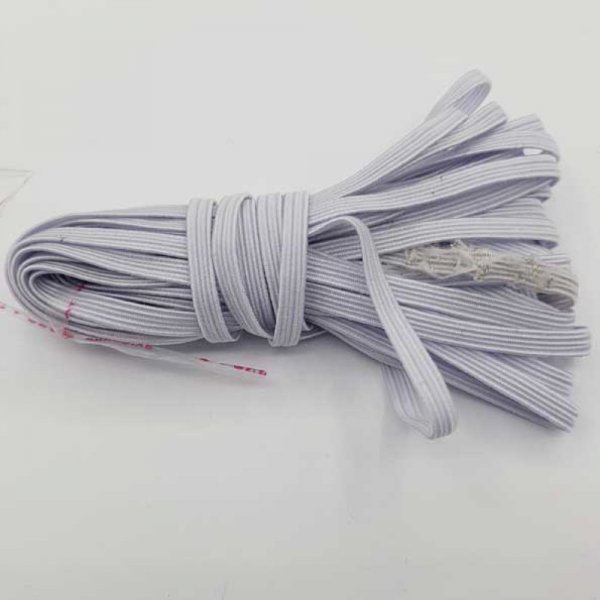 Elastic mask flat 5 mm white N&deg;03 x 7.50 meters