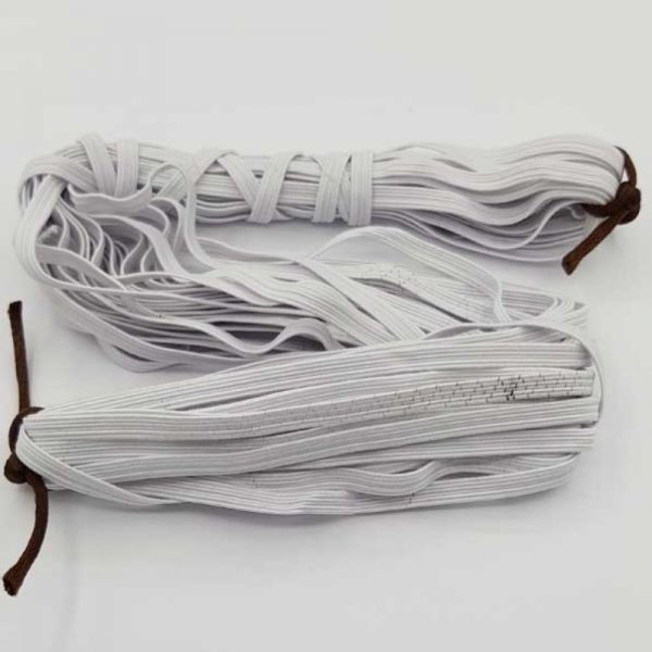 Flat mask elastic 5 mm white N&deg;02 x 12 meters
