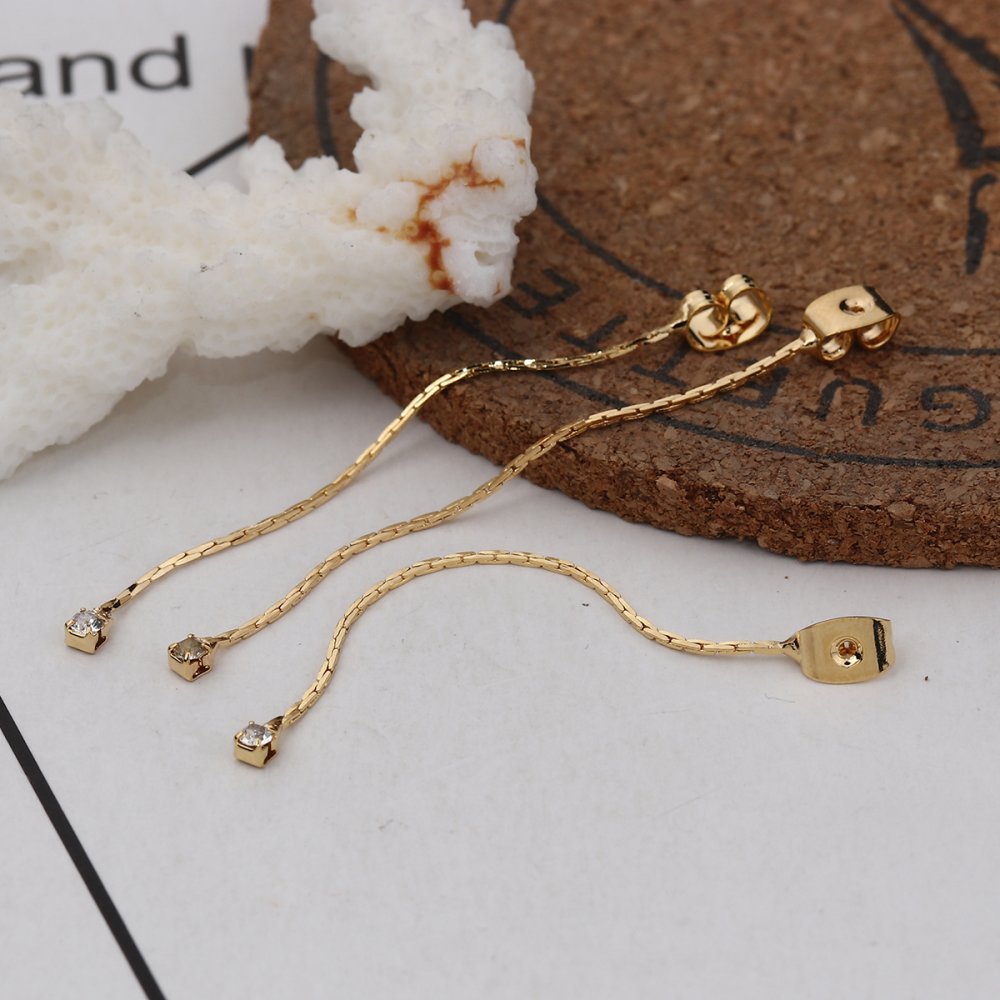 Genuine Gold Plated Copper Earring No. 01 with Transparent Strass