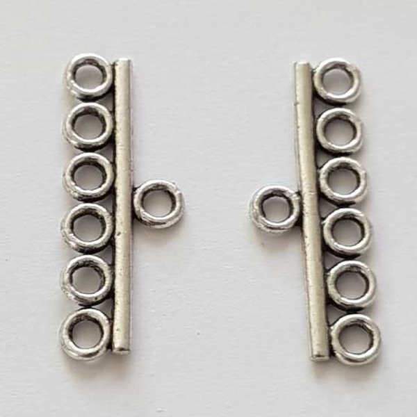 Embout fermoir multi rangs 6 trous Argent N&deg;04