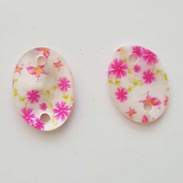 Entre deux fantaisie Ovale &agrave; fleurs 20x14 mm N&deg;06-02