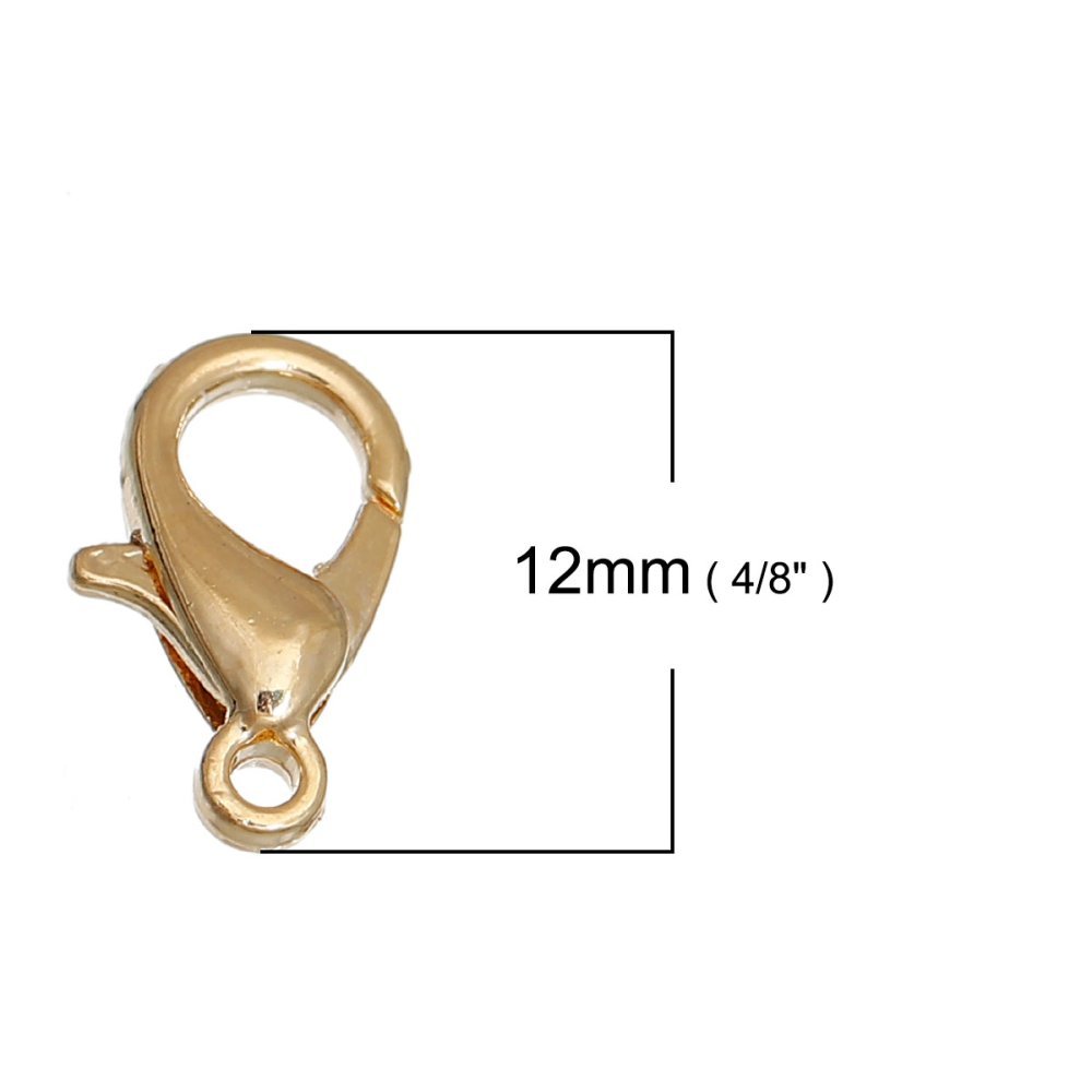 Lobster Clasp 12 x 7 mm Real 14K Gold Plated