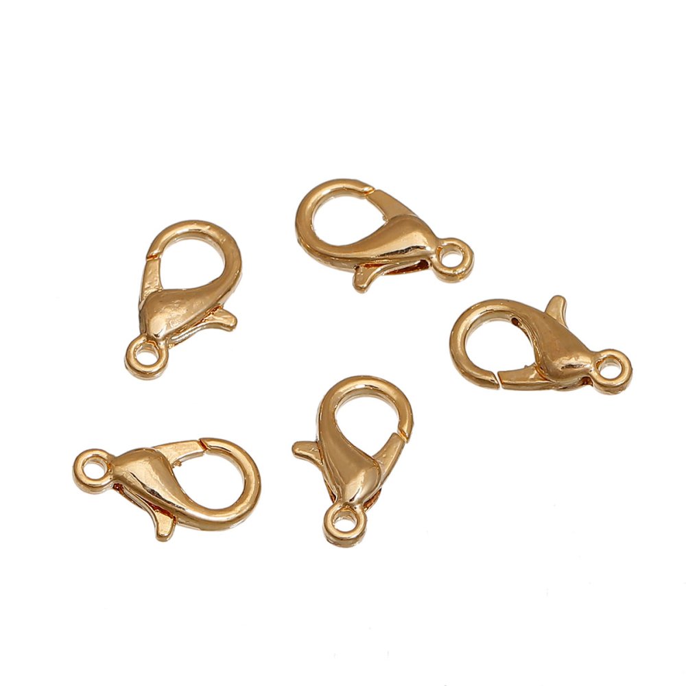 Lobster Clasp 12 x 7 mm Real 14K Gold Plated