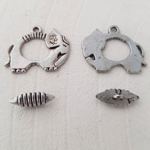 Toggle Clasp Silver Elephant Pattern N&deg;11