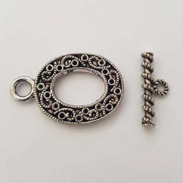 Toggle Clasp Round Pattern N&deg;25 Silver