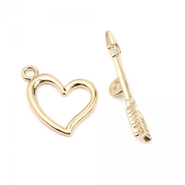 16K Gold Plated Toggle Clasps Heart and Arrow Design N&deg;01