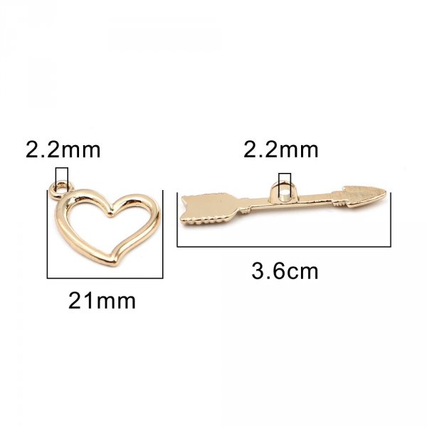 16K Gold Plated Toggle Clasps Heart and Arrow Design N&deg;01