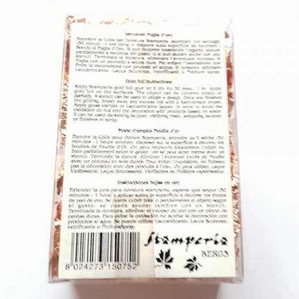 Gold leaves in stamp&eacute;ria flakes